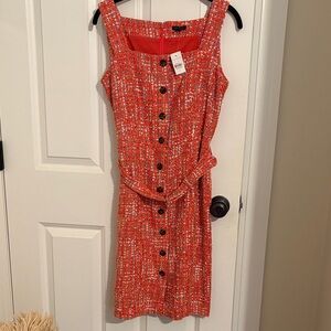 Ann Taylor Vibrant Orange Tweed Dress